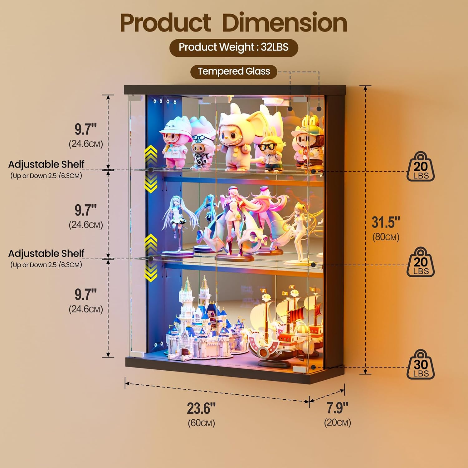 벽걸이형 유리 진열장 (자동 센서 및 RGB 조명 포함 - Pop Display Shelf 리뷰 및 가격